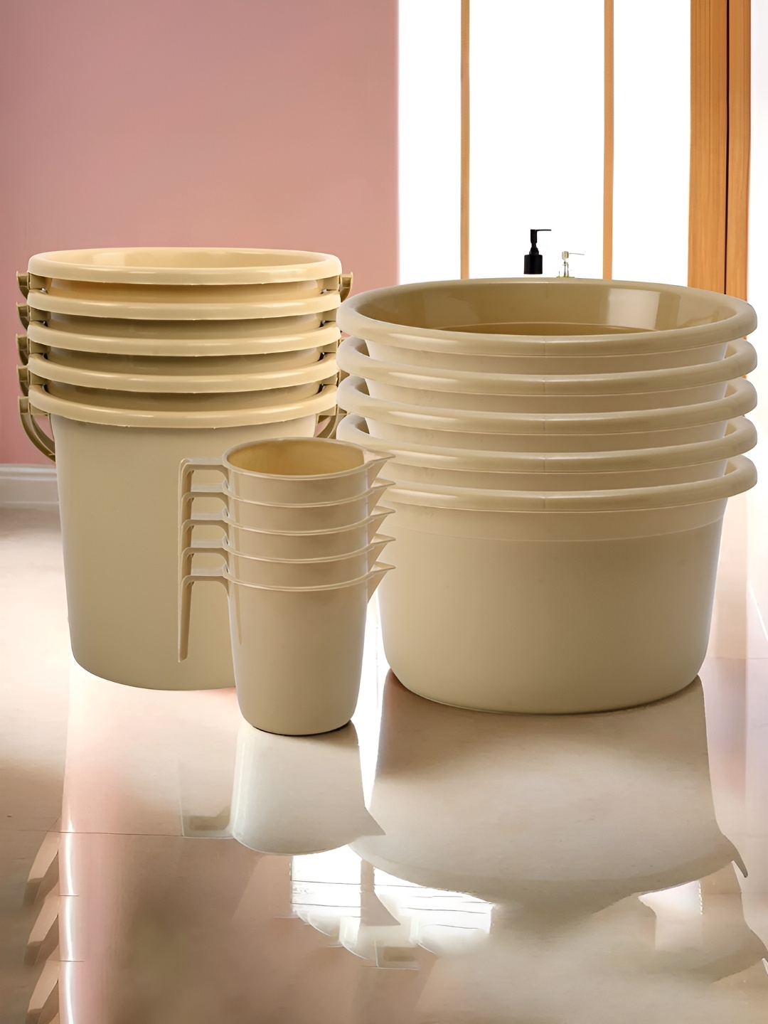 

Kuber Industries Beige 15 Pieces Matte Bath Accessories Set
