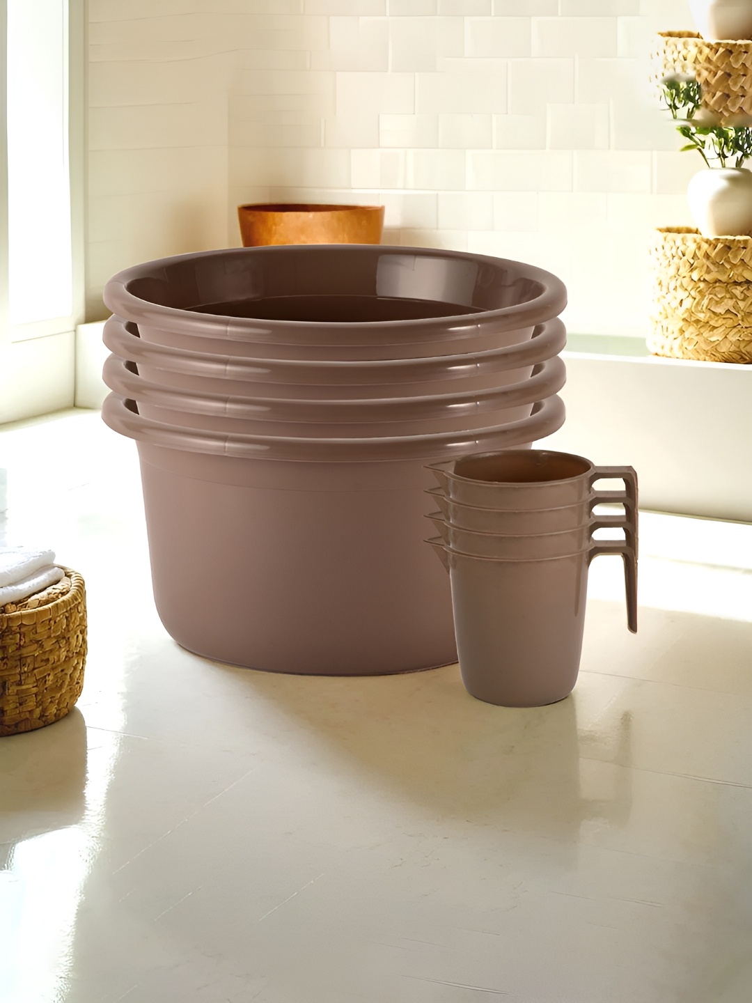 

Kuber Industries Brown 8 Pieces Matte Bath Accessories Set