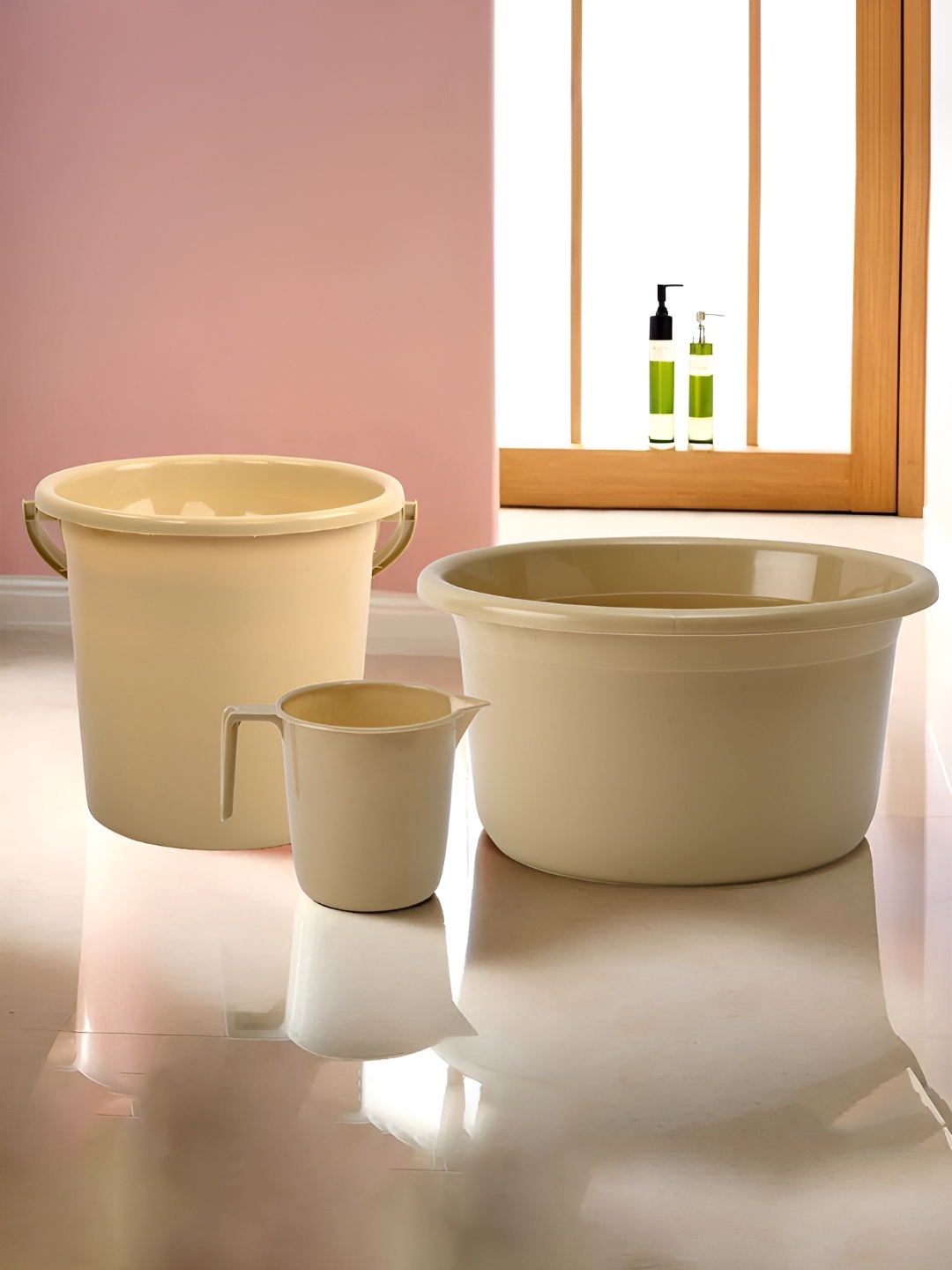 

Kuber Industries Beige 3 pieces Bath Accessories Set
