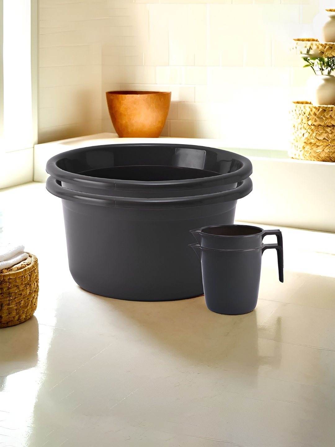 

Kuber Industries Grey 4 pieces Bath Accessories Set