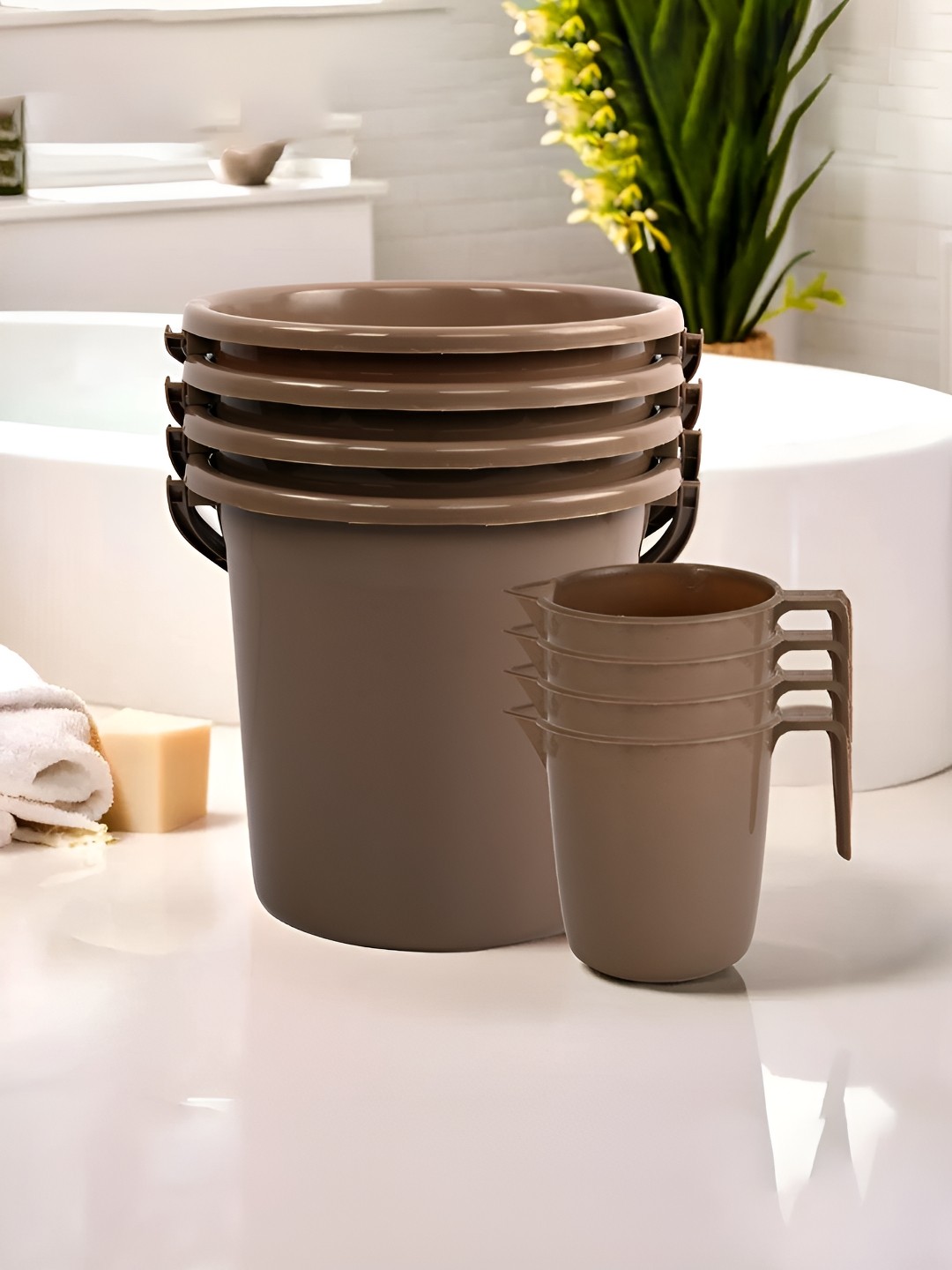 

Kuber Industries Brown 8 pieces Bath Accessories Set