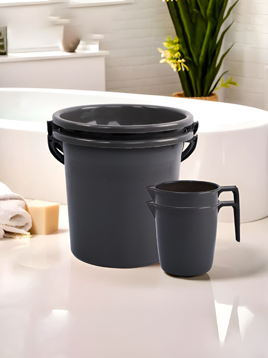 

Kuber Industries Grey 4 pieces Bath Accessories Set
