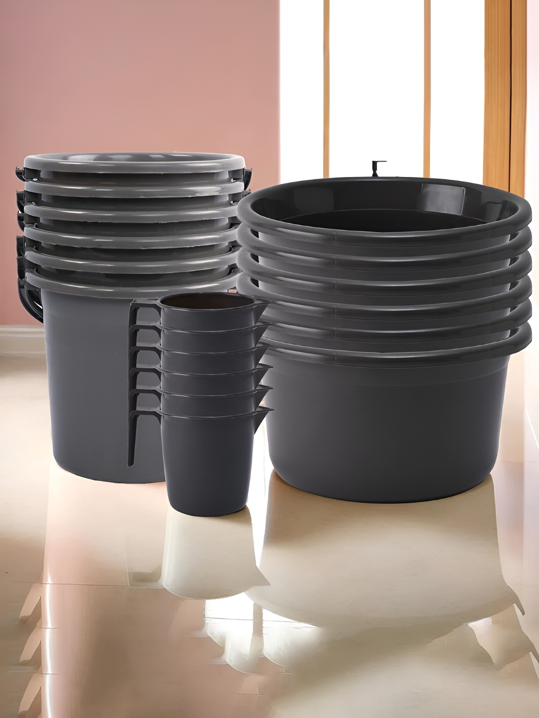 

Kuber Industries Grey 18 pieces Bath Accessories Set