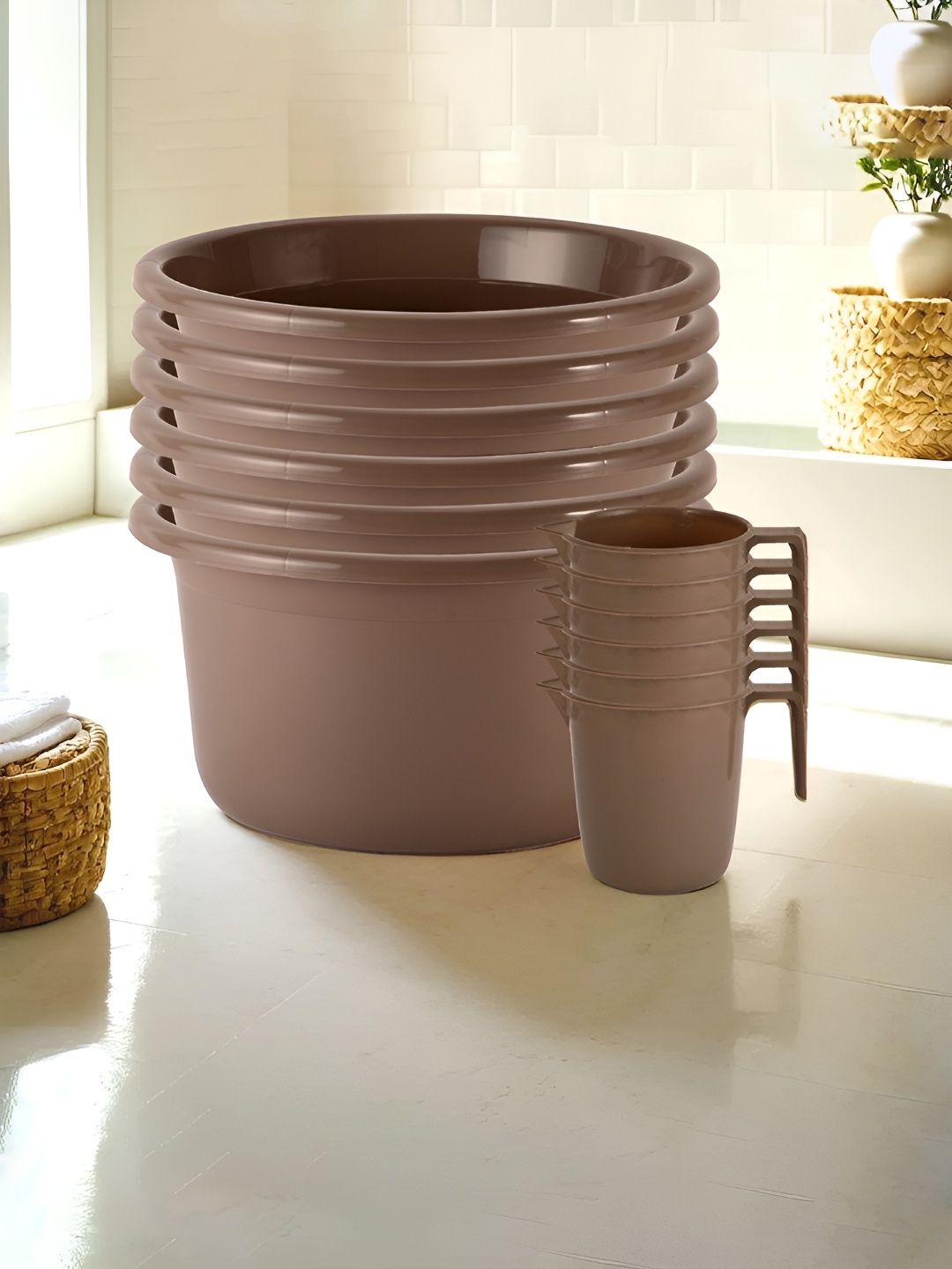 

Kuber Industries Brown 12 Pieces Matte Bath Accessories Set