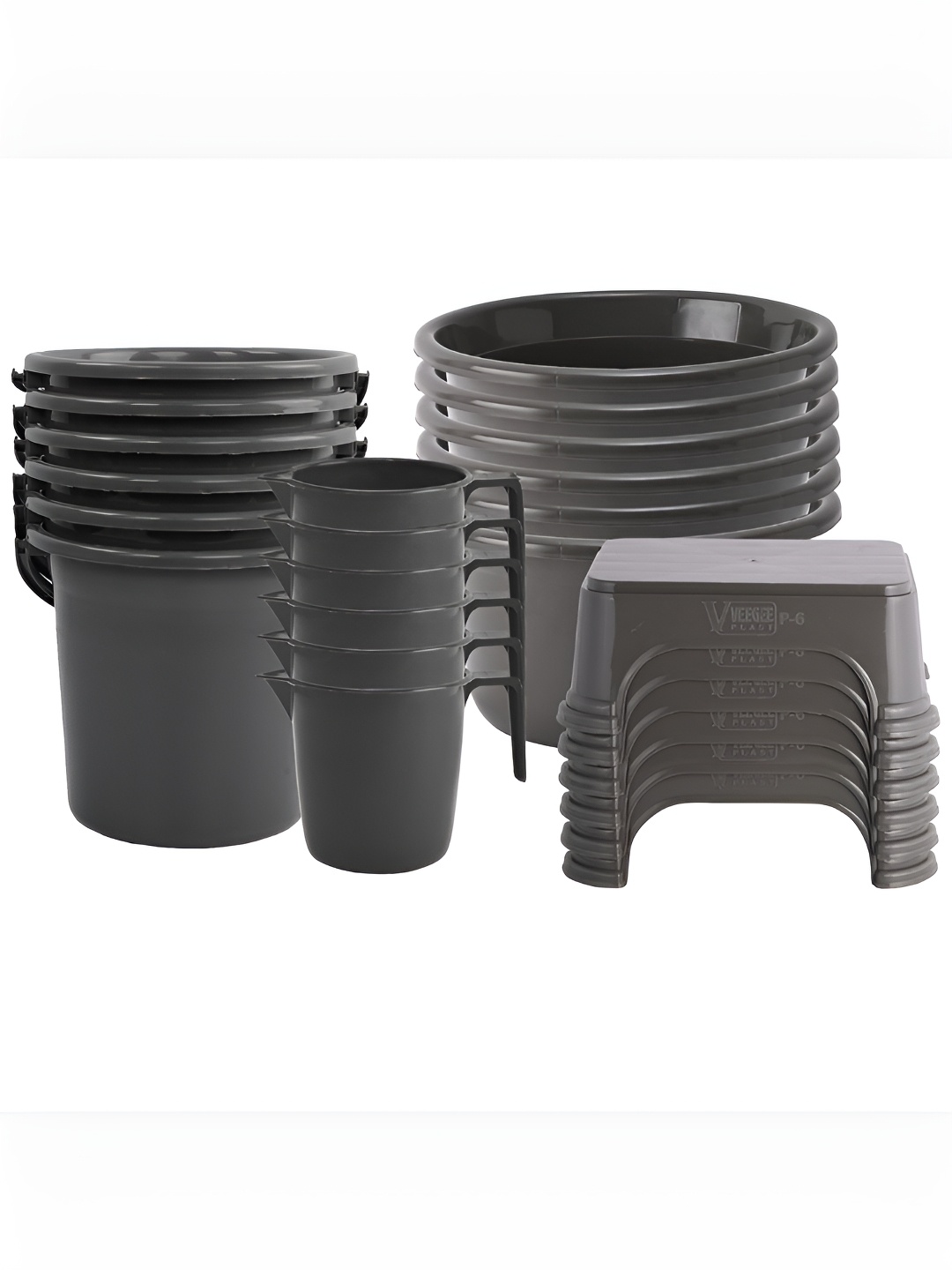 

Kuber Industries Grey 24 Pieces Matte Bath Accessories Set