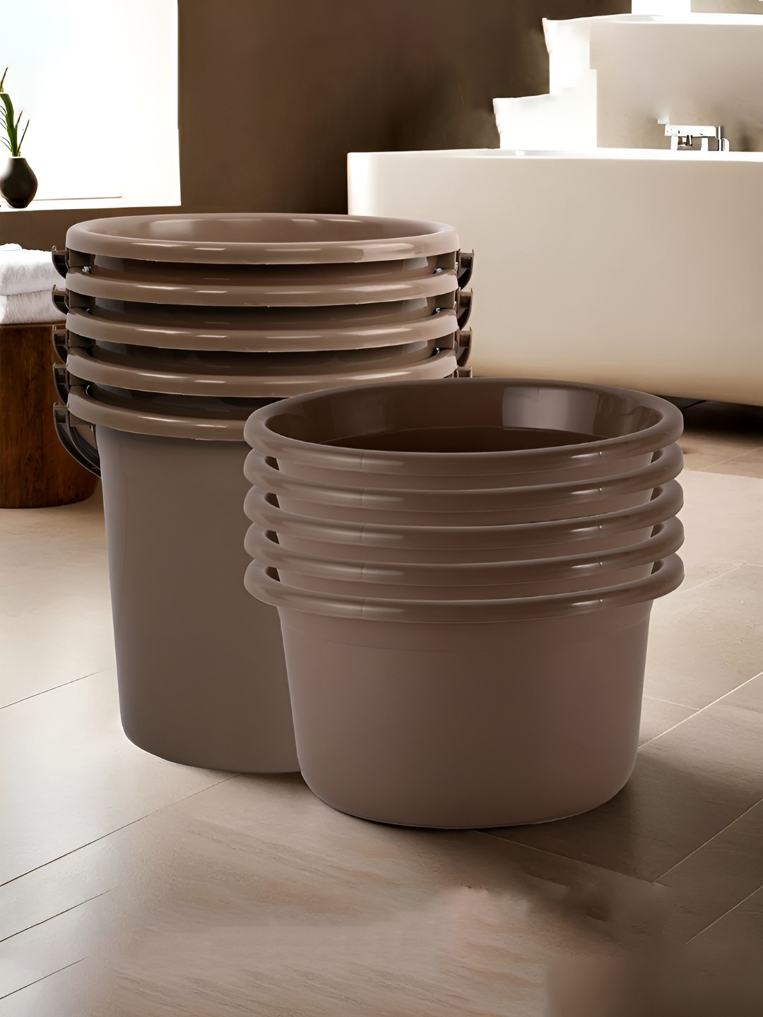 

Kuber Industries Brown 10 Pieces Matte Bath Accessories Set