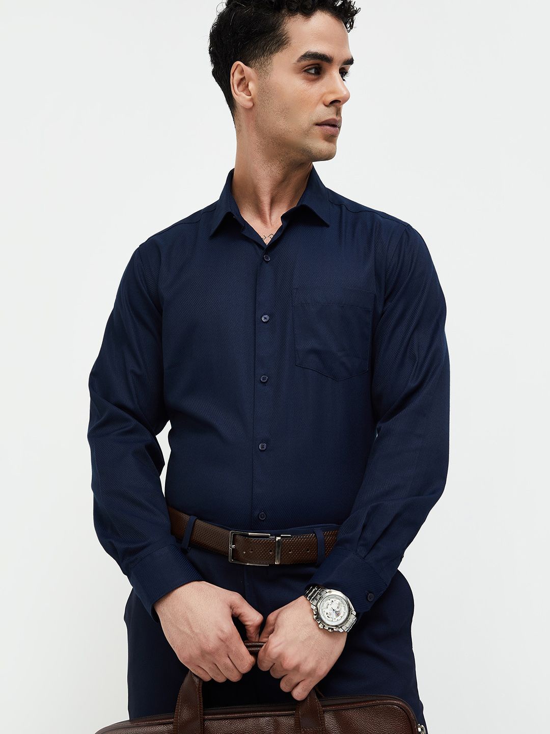 

CODE by Lifestyle Men Spread Collar Formal Shirt, Blue