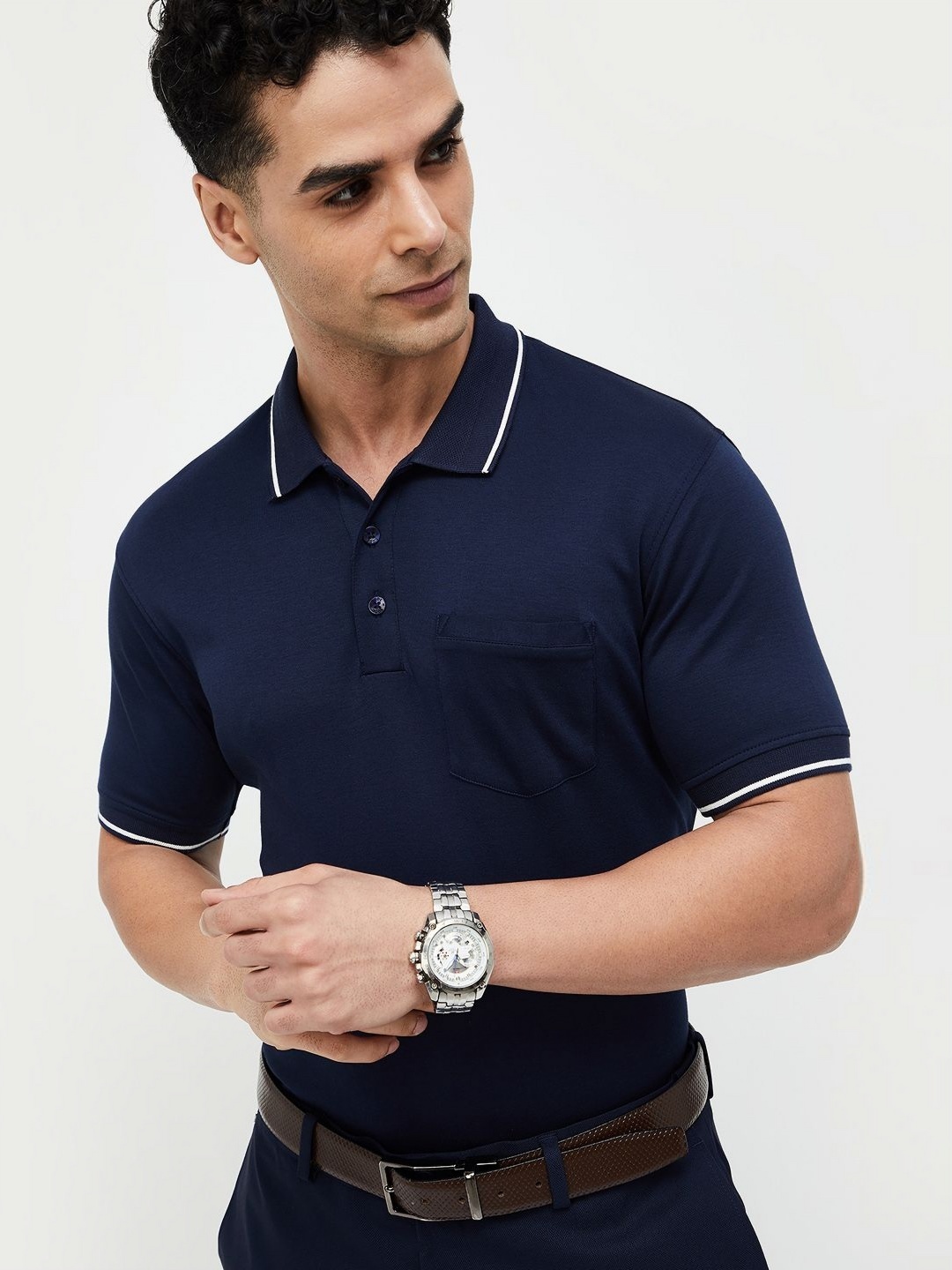 

CODE by Lifestyle Men Polo Collar Pockets Slim Fit T-shirt, Blue