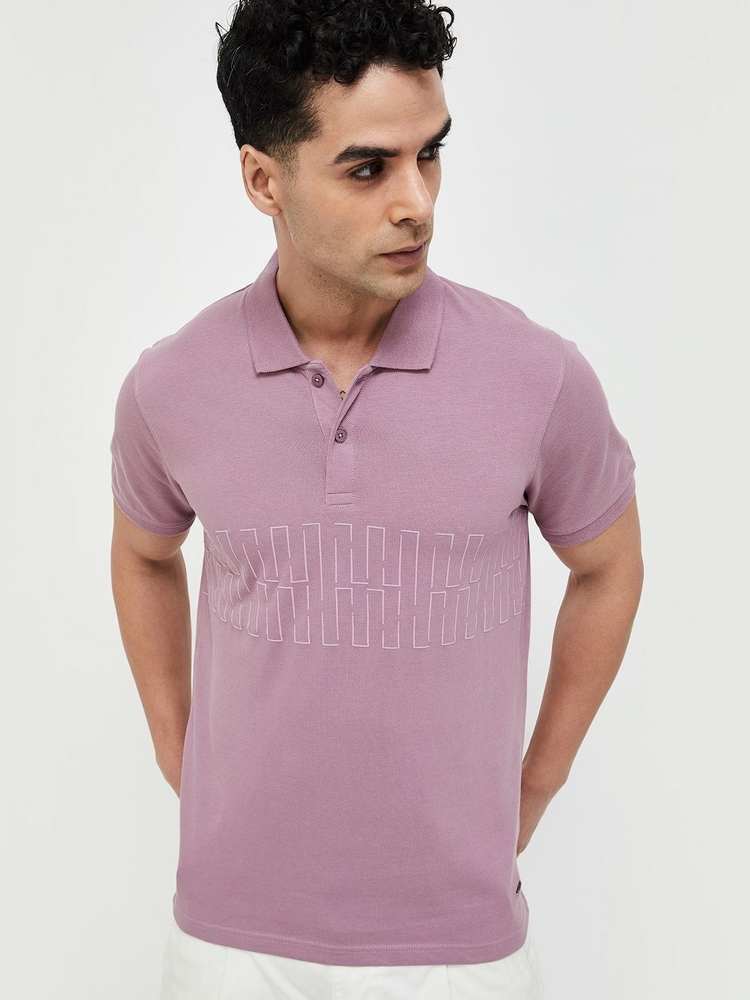 

CODE by Lifestyle Men Checked Polo Collar T-shirt, Purple