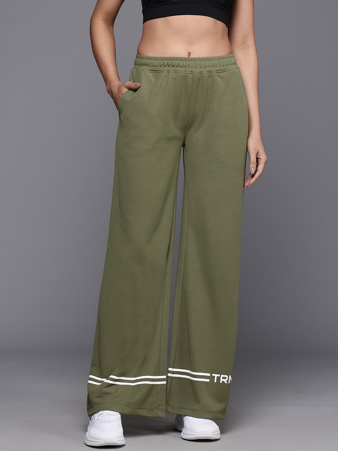 

HRX by Hrithik Roshan Women Training Wide Leg Track Pants, Olive