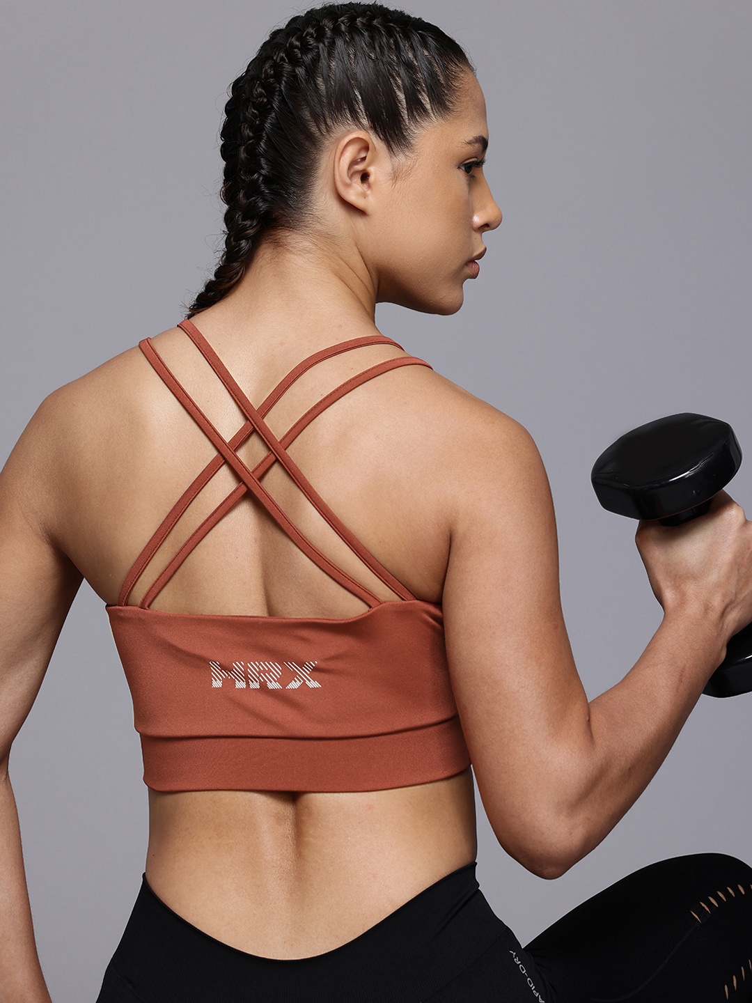 

HRX by Hrithik Roshan Rapid-Dry Training Bra- Full Coverage Lightly Padded, Rust