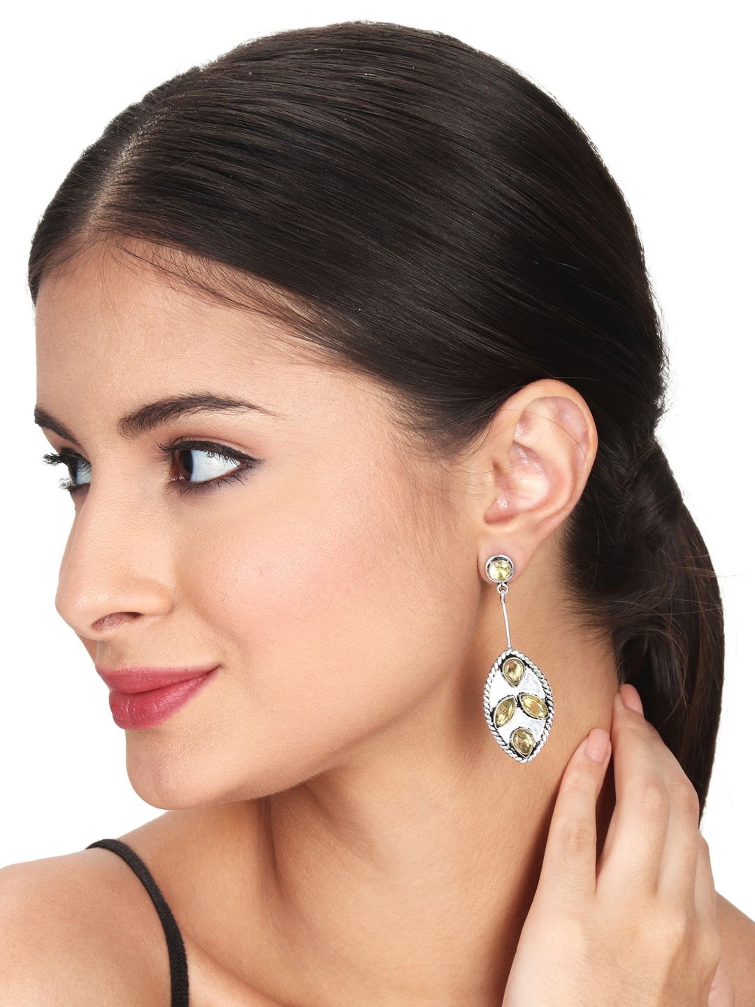 

Anvik Silver-Plated Contemporary Oxidised Drop Earrings