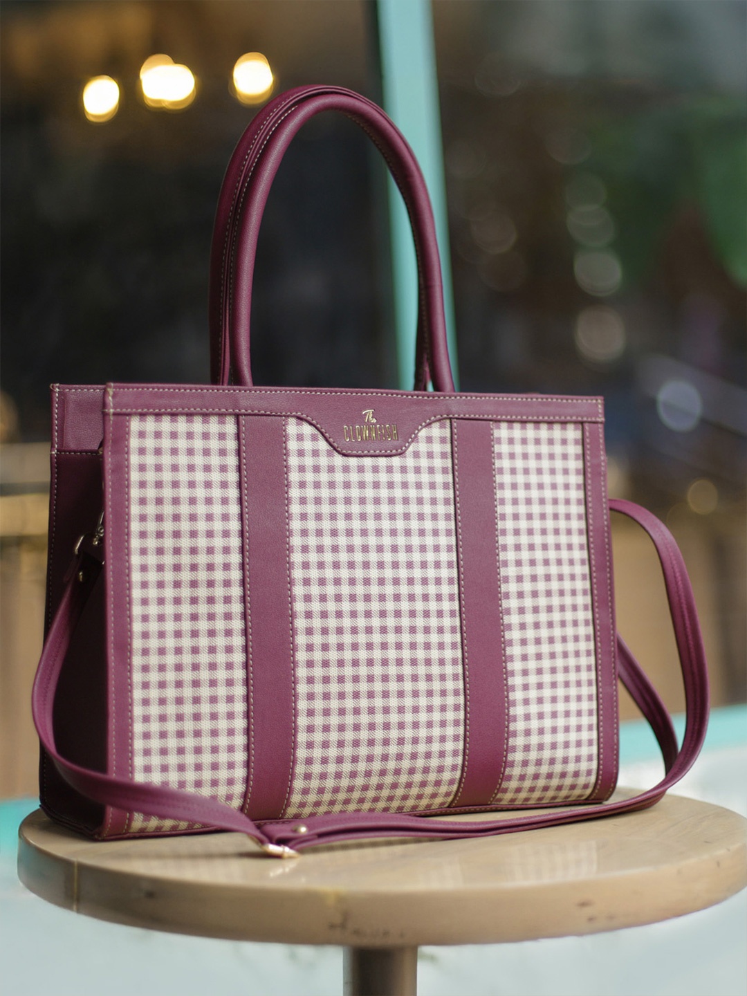 

THE CLOWNFISH Posh Textured Oversized Shopper Shoulder Bag, Maroon
