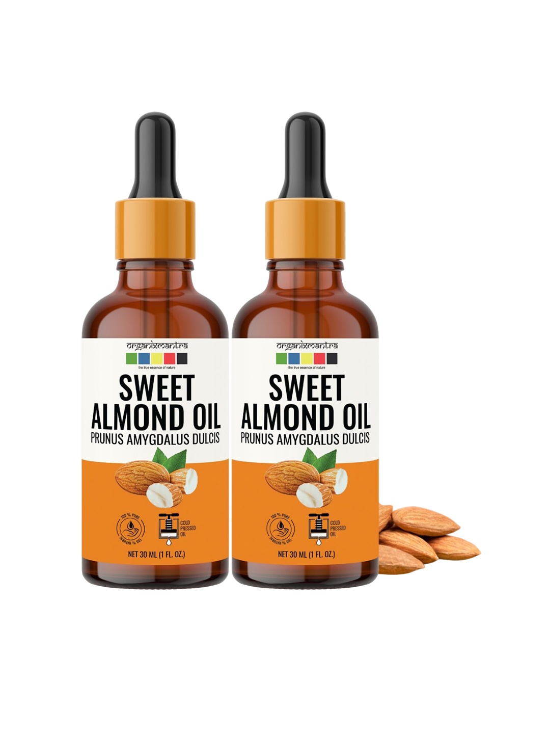 

Organix Mantra Set Of 2 Cold Pressed Organic Sweet Almond Oil - 30ml Each, Yellow