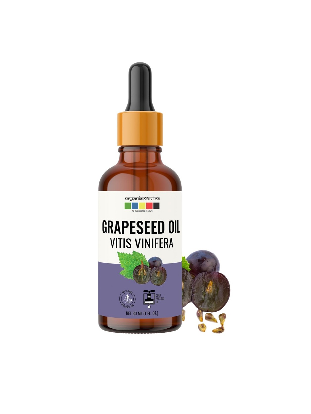 

Organix Mantra Cold Pressed Organic Grapeseed Oil - 30ml, Brown