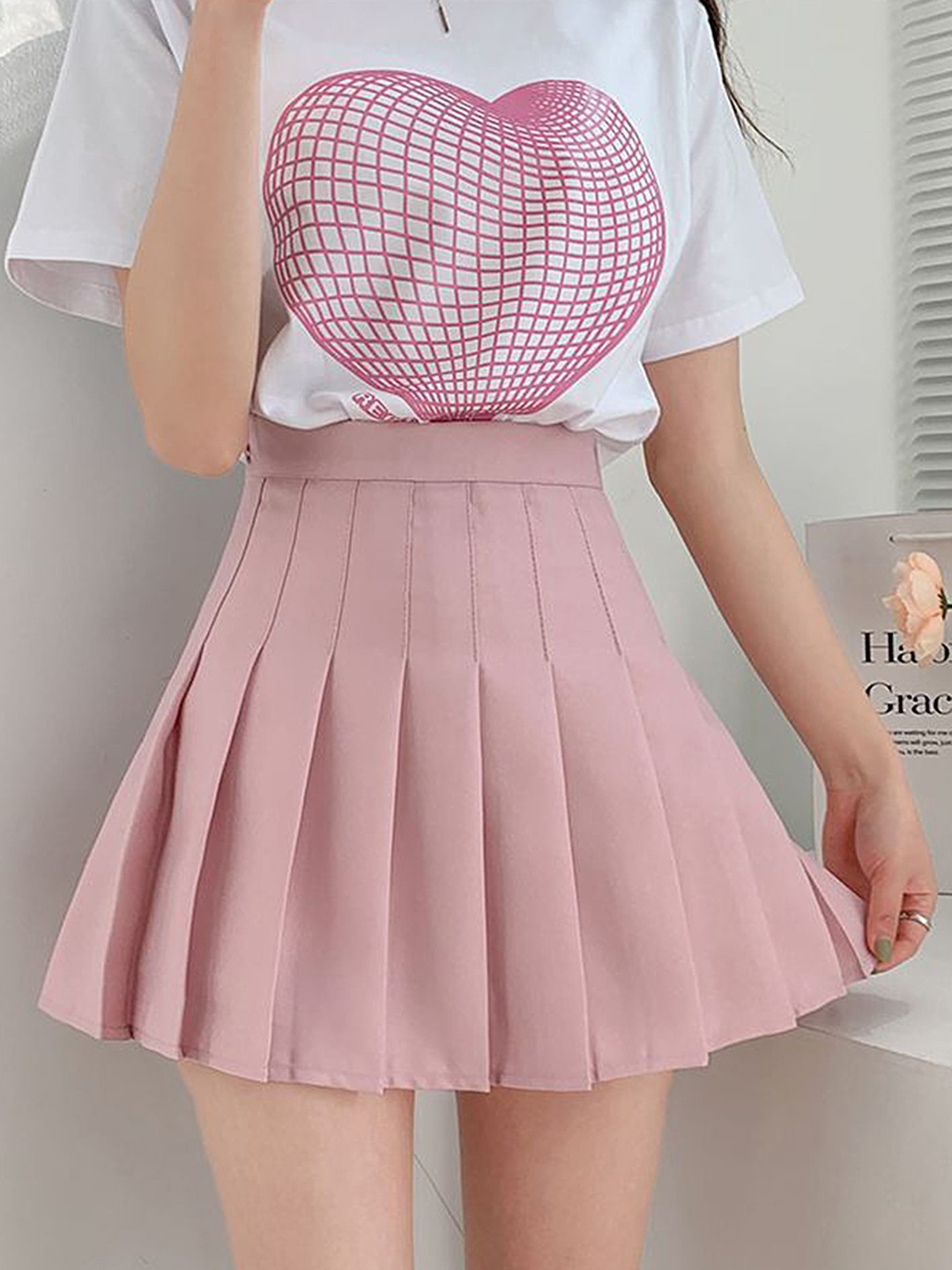 

LULU & SKY Knife Pleated A-Line Mini Skirt, Pink