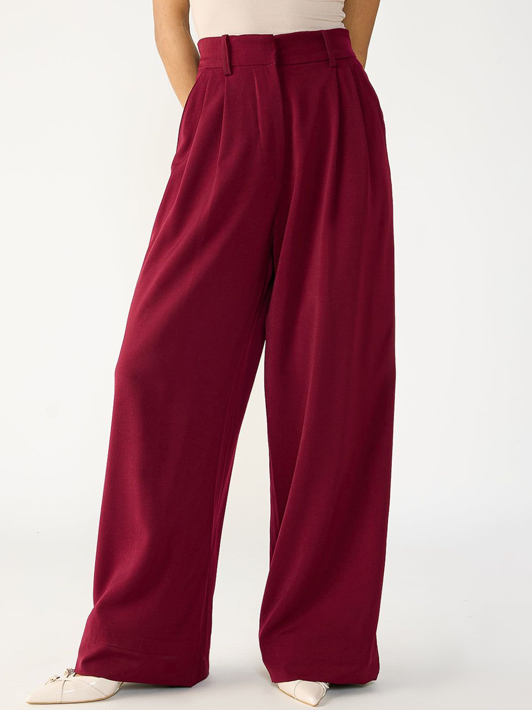 

FREAKINS Burnt Maroon Adjustable Korean Pants