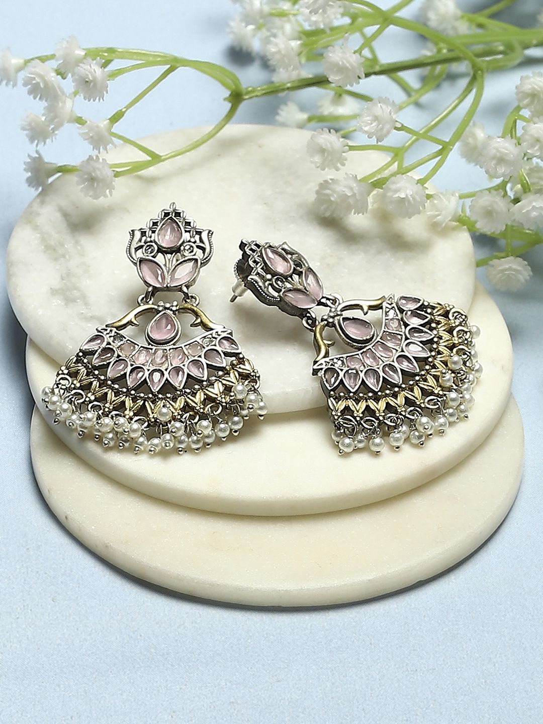 

Biba Silver-Plated Contemporary Drop Earrings, Pink