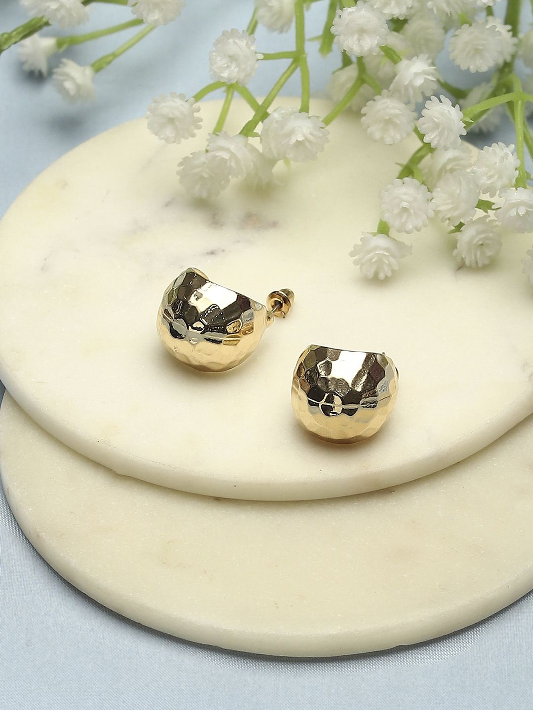 

Biba Gold-Plated Contemporary Oxidised Studs Earrings