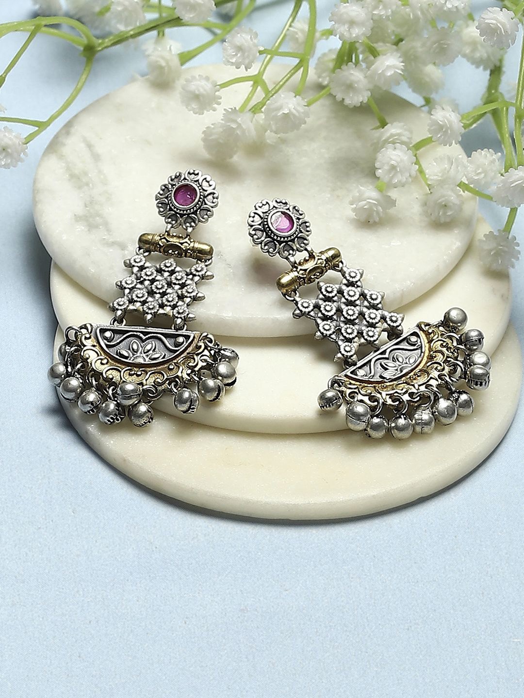 

Biba Silver-Plated Contemporary Drop Earrings, Pink
