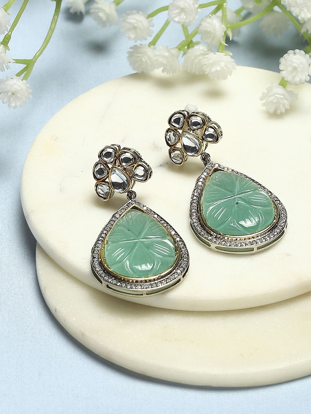 

Biba Silver-Plated Contemporary Drop Earrings, Green