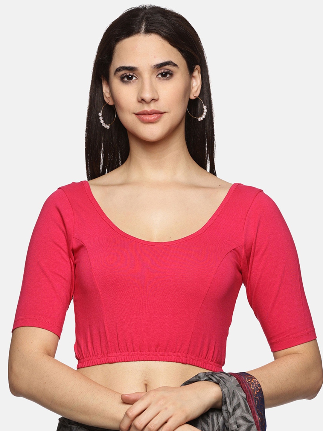 

NOT YET by us Round-Neck Saree Blouse, Pink