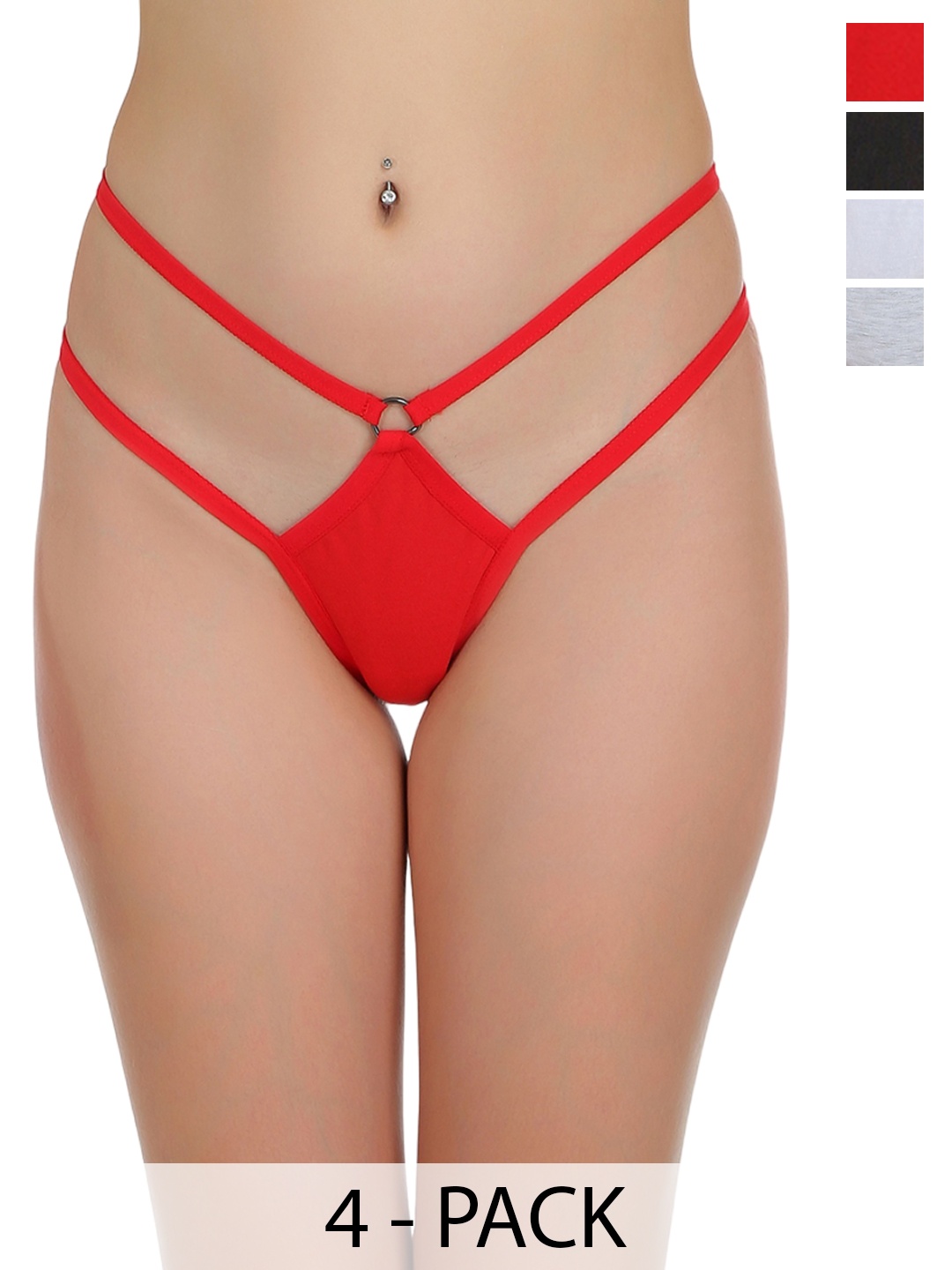 

SELFCARE Pack Of 4 Low Rise Cotton Thong Briefs SN2847, White