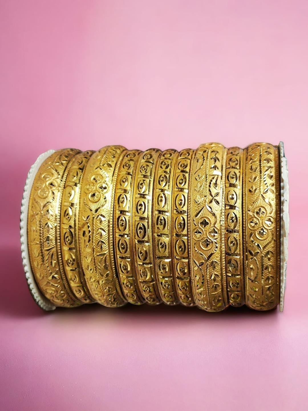 

leshya Set of 10 Brass-Plated Etching Work Bangles, Bronze