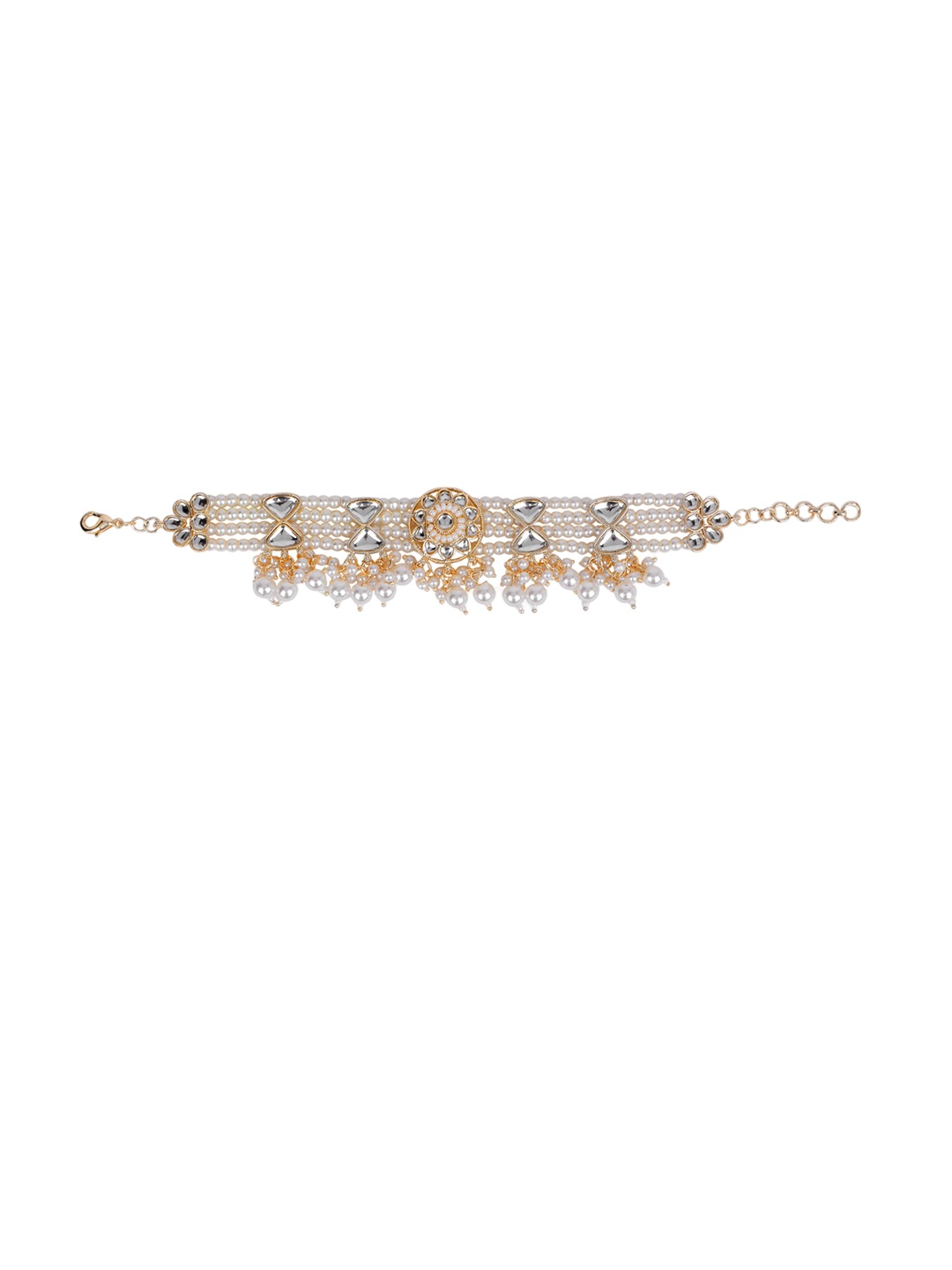 

leshya Gold-Plated Kundan-Studded & Beaded Bangle