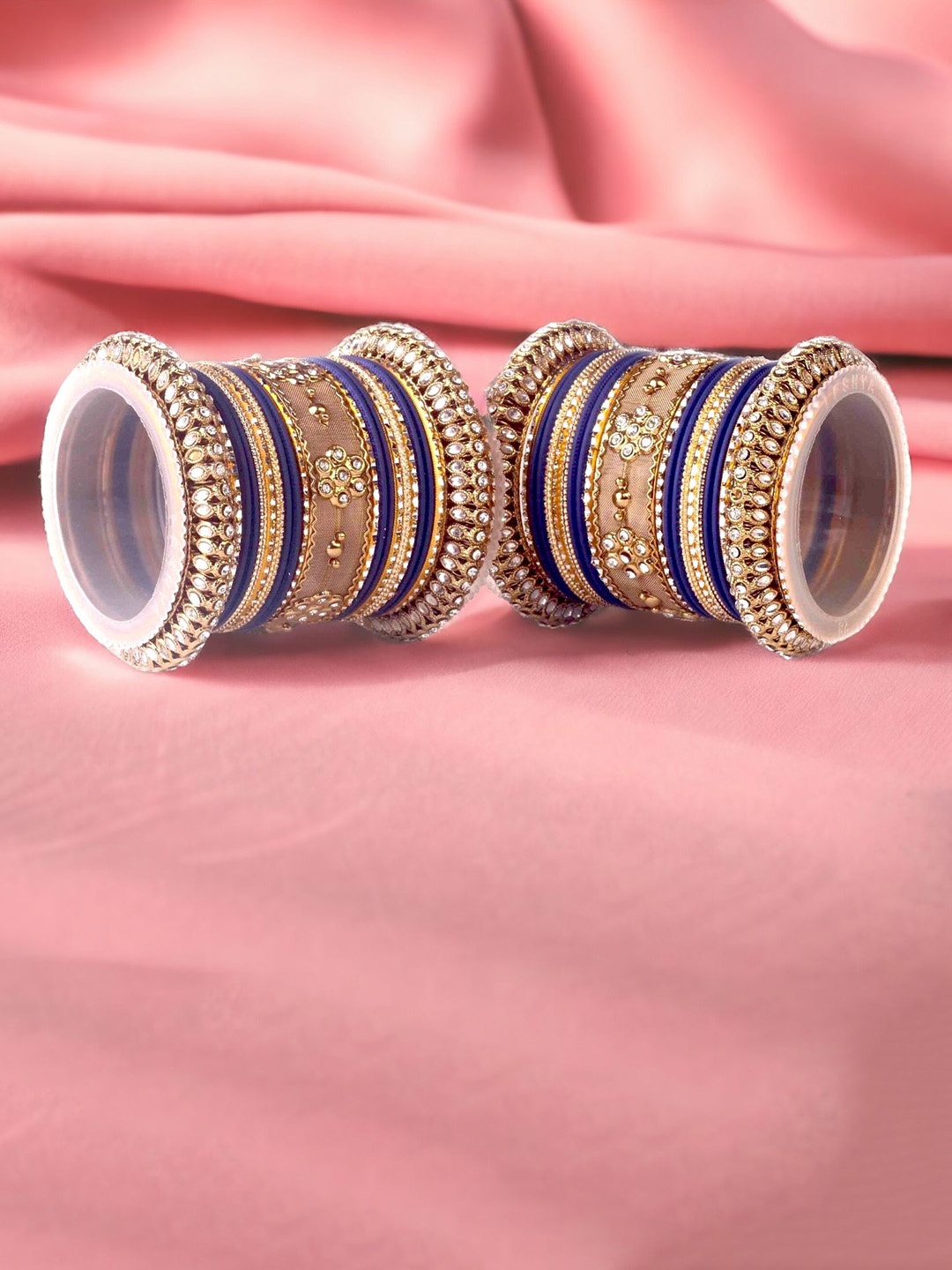 

leshya Set Of 46 Brass-Plated Kundan-Studded Bangle, Beige