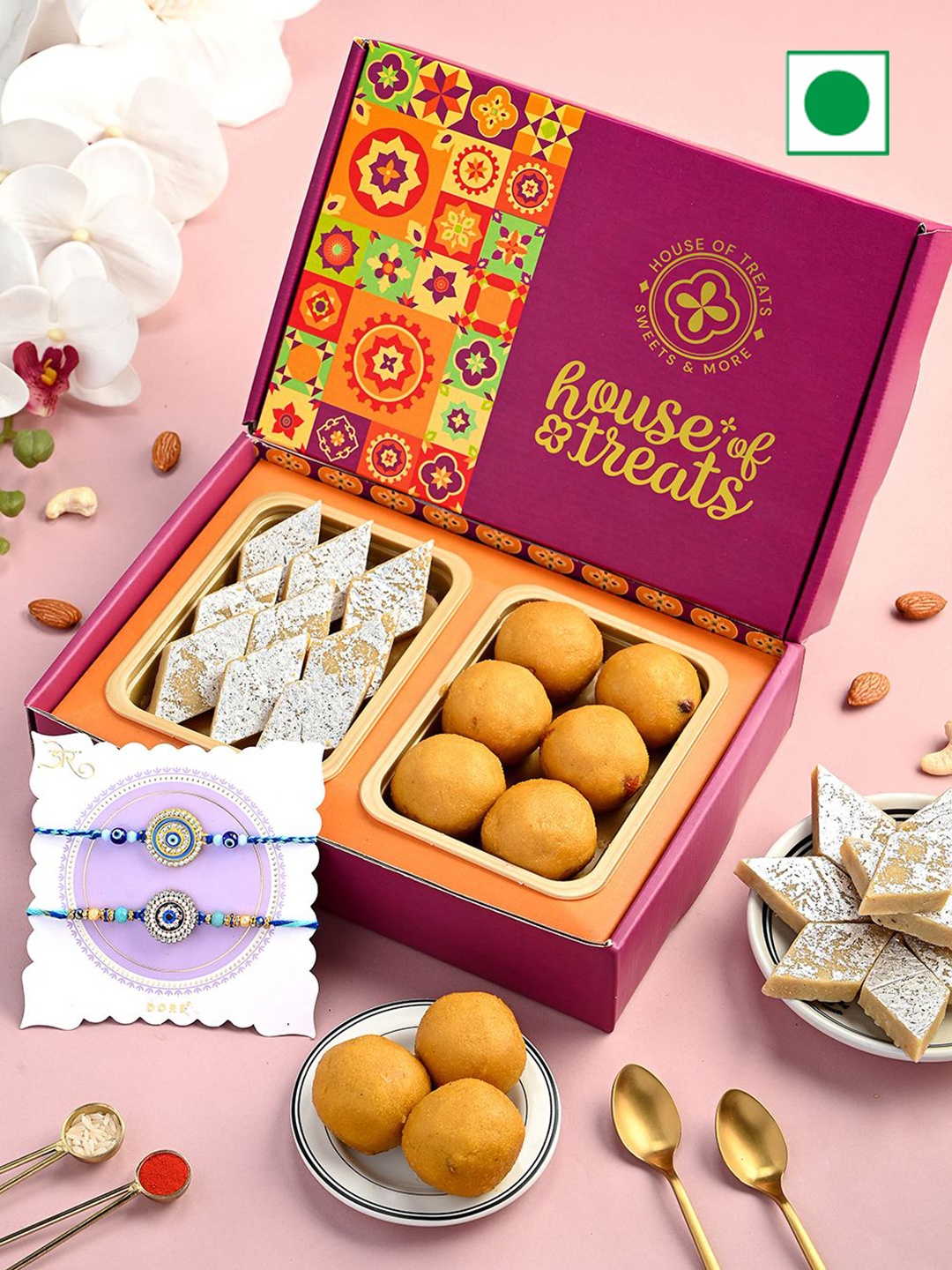 

RawFruit 4-Pcs Sweets Gift Box With Rakhi Set, Pink