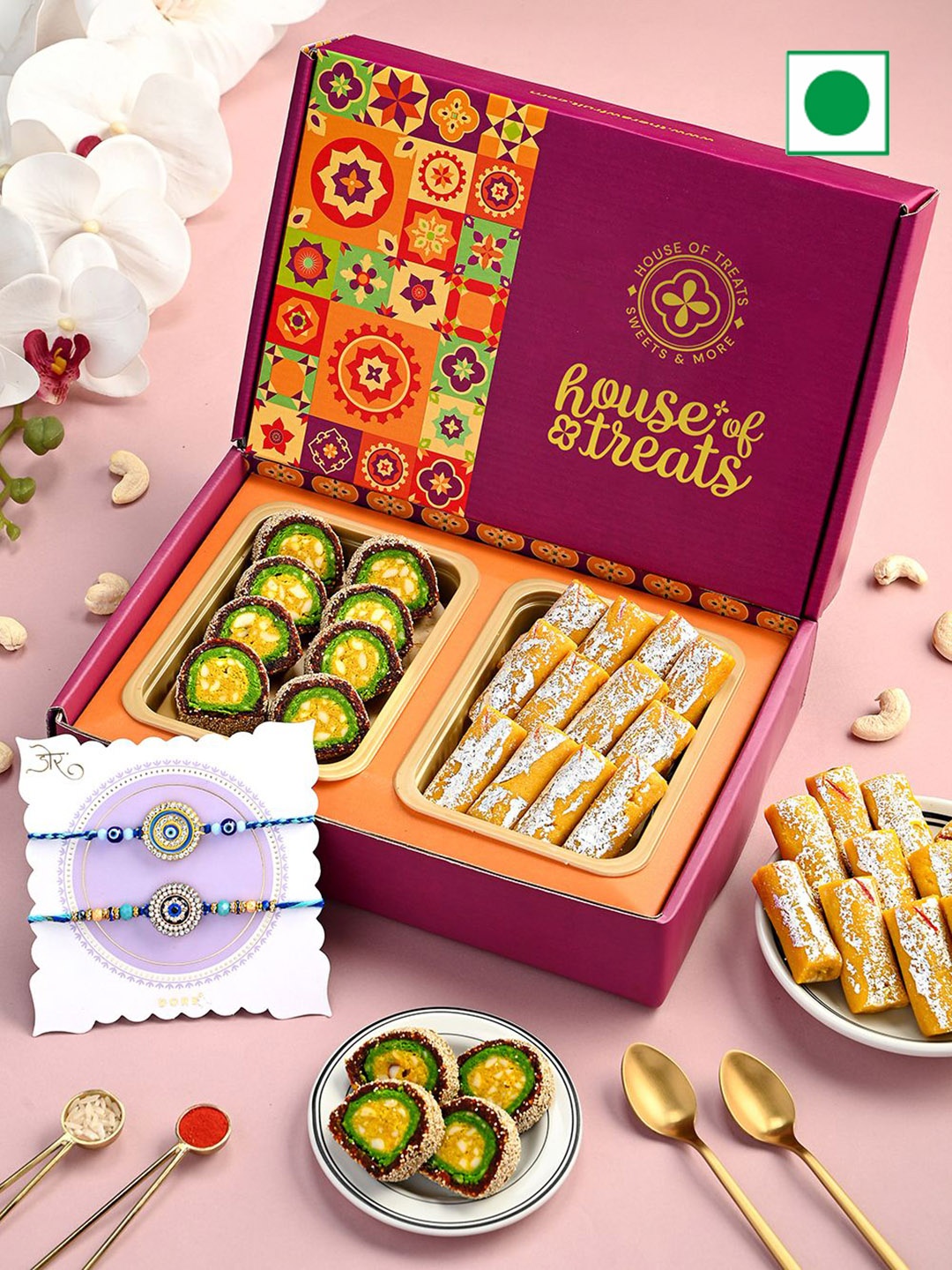

RawFruit 4-Pcs Sweets Gift Box With Rakhi Set, Pink