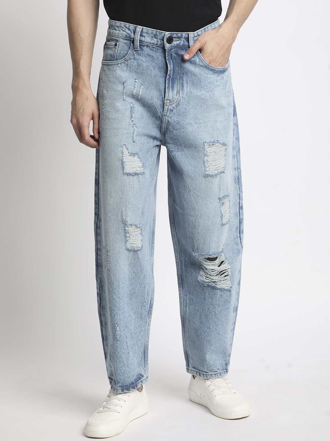 

Bene Kleed Men Mid-Rise Highly Distressed Baggy Fit Jeans, Blue