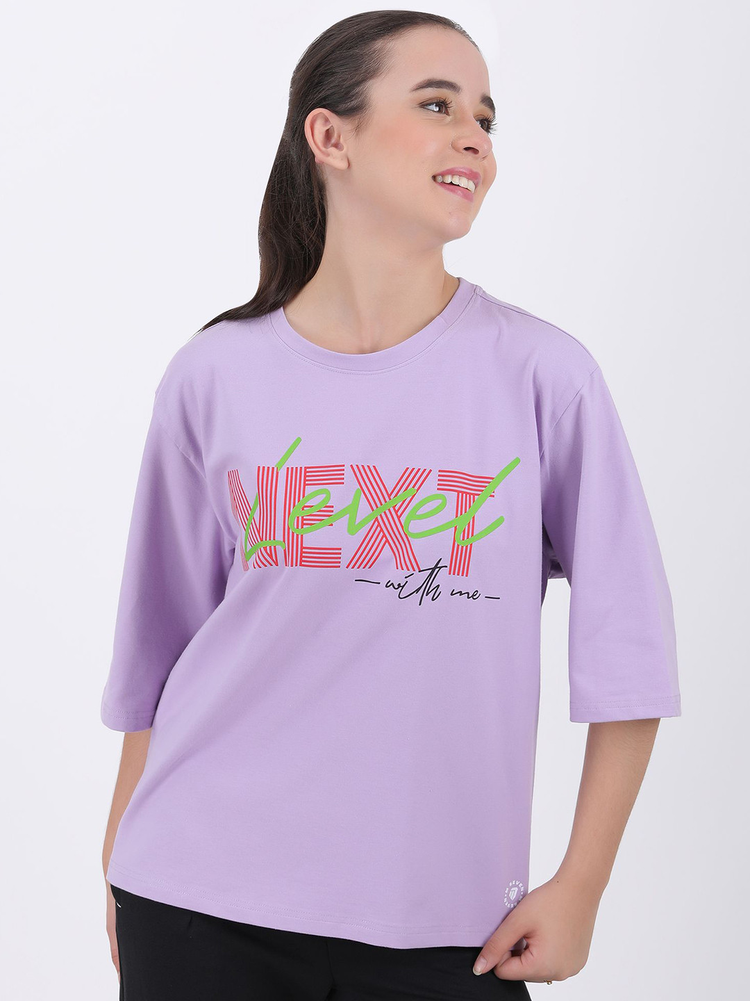 

M7 EMPIRE Women Typography Printed Round Neck Cotton Oversized T-Shirt, Mauve