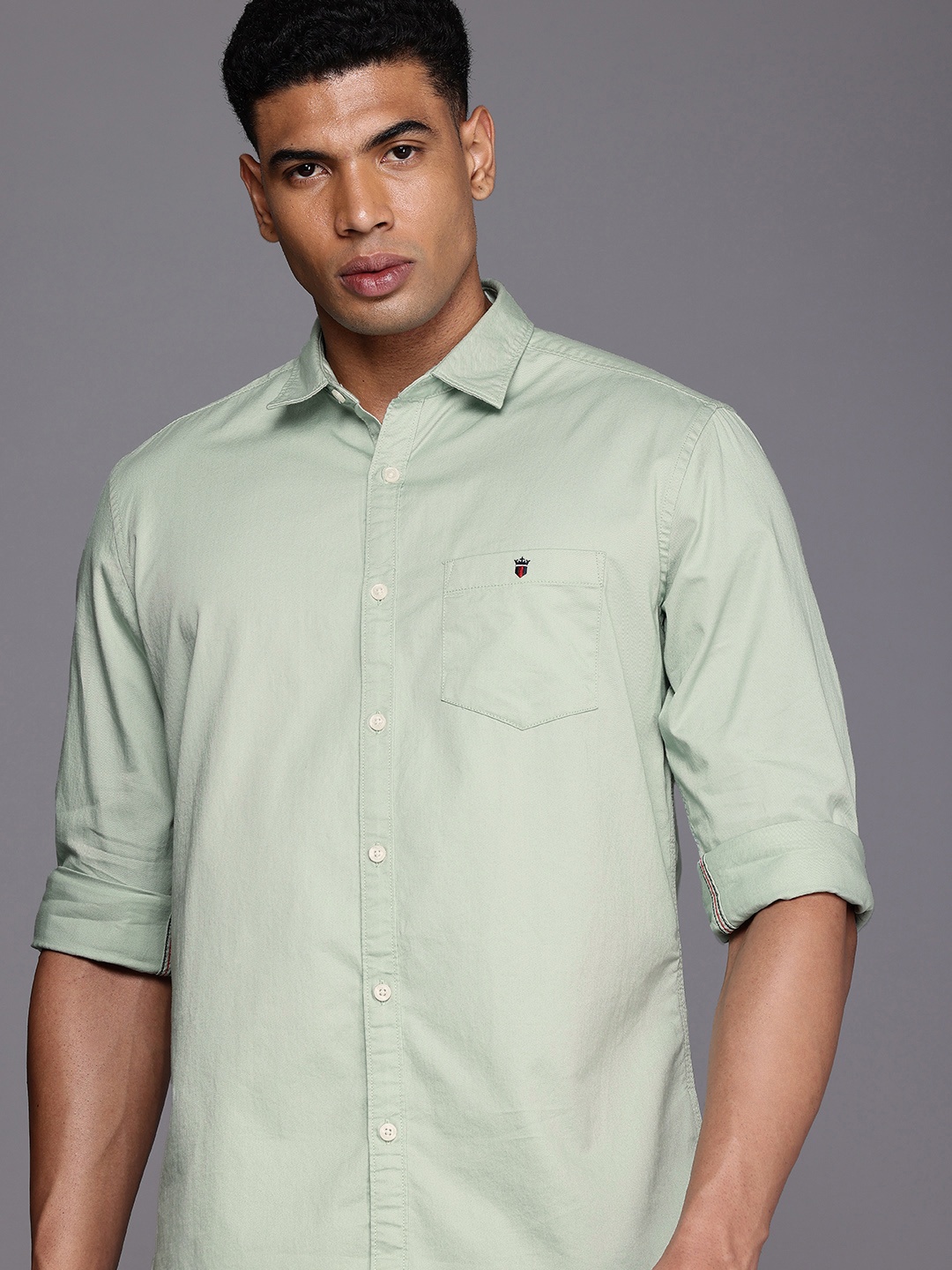 

Louis Philippe Jeans Pure Cotton Slim Fit Casual Shirt, Green