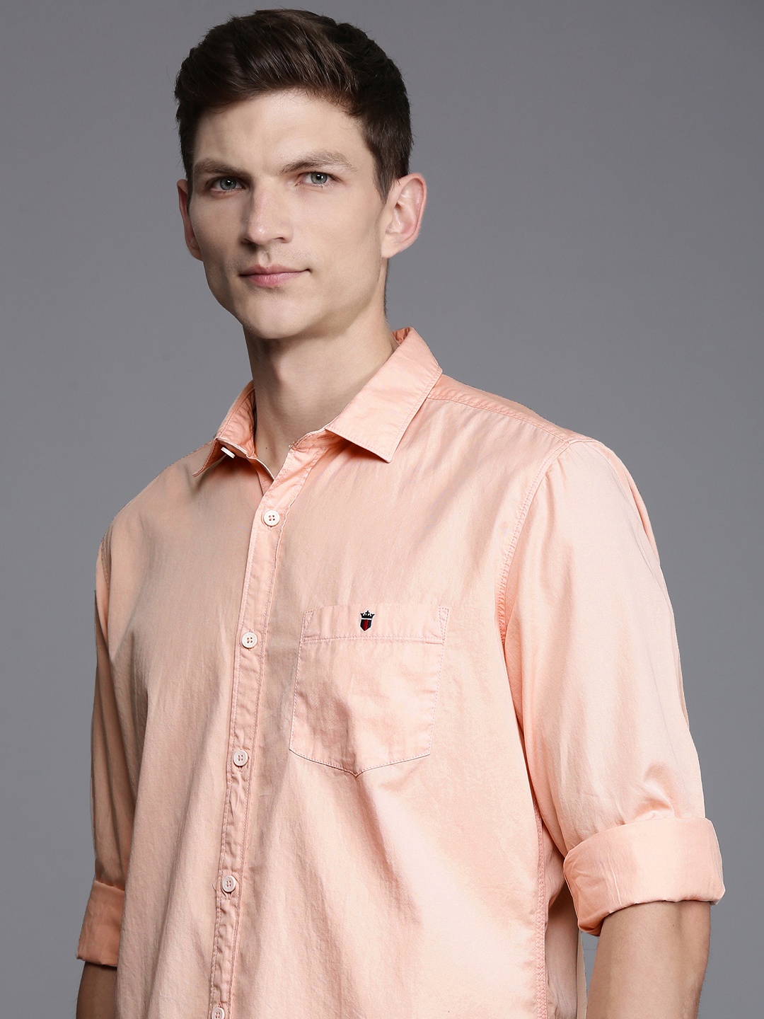 

Louis Philippe Jeans Slim Fit Pure Cotton Casual Shirt, Peach