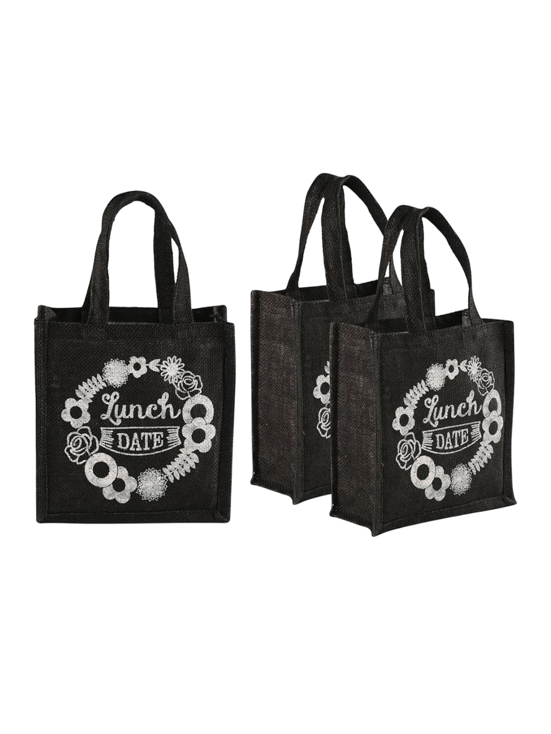 

Kuber Industries Set of 3 Other Prints Lunch bags Travel Accessory, Black