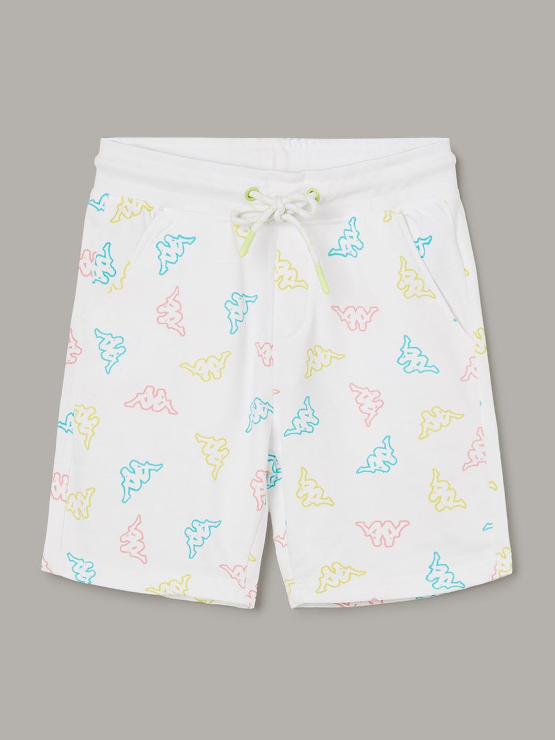 

Kappa Boys Conversational Printed Regular Fit Mid-Rise Cotton Shorts, White