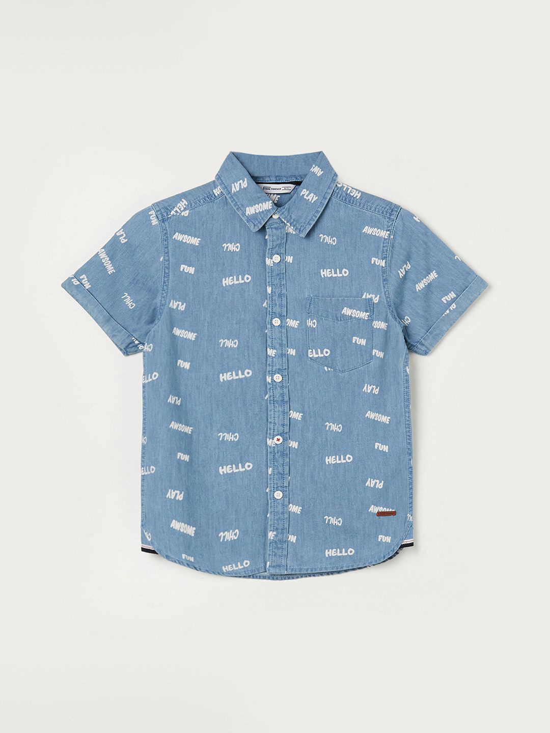 

Fame Forever by Lifestyle Boys Cotton Printed Casual Shirt, Blue