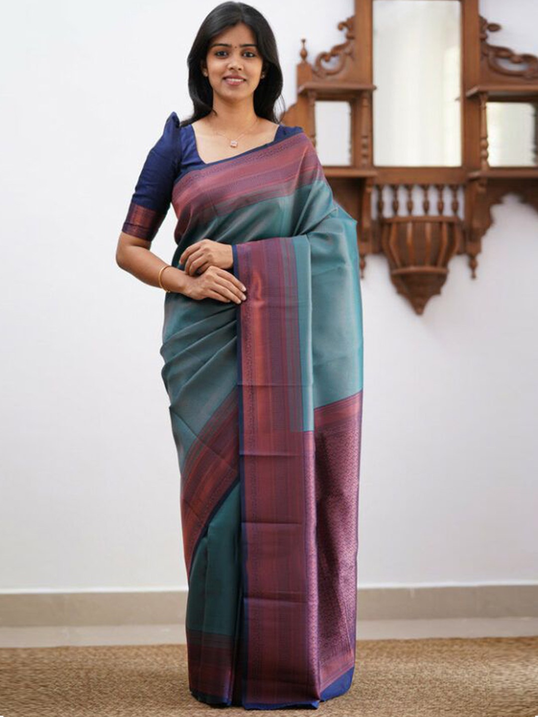 

Upalksh Woven Design Zari Banarasi Saree, Teal