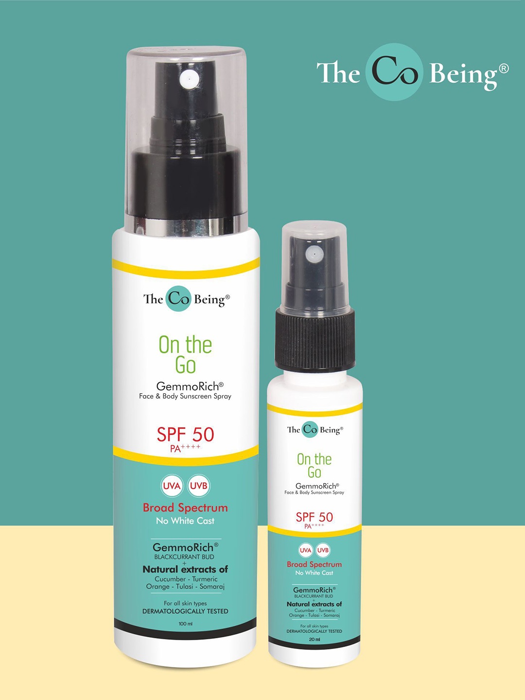 

The Co Being Set Of 2 On The Go Sunscreen Spray SPF 50 PA++++ - 100ml & 20ml, White