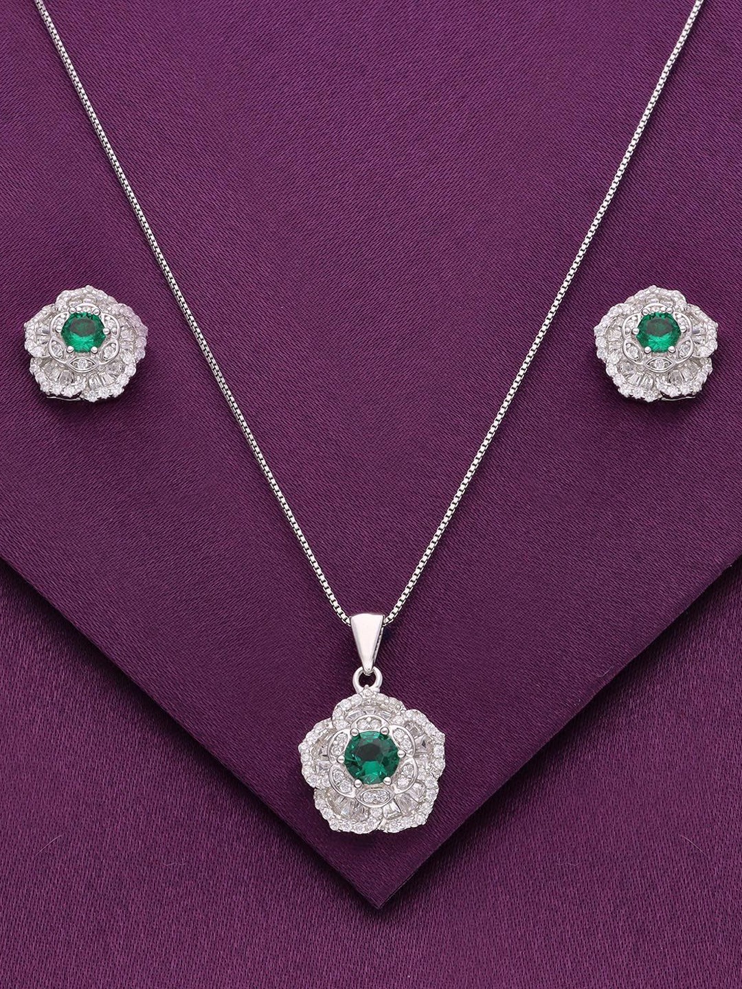 

KAI JEWEL 92.5 Sterling Silver Rhodium Plated CZ Stone Studded Jewellery Set