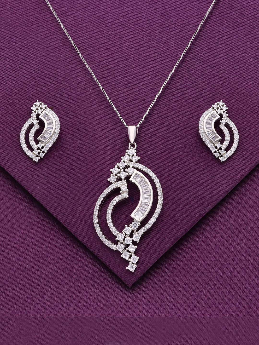 

KAI JEWEL Rhodium-Plated 925 Sterling Silver Cubic Zirconia-Stone Studded Jewellery Set
