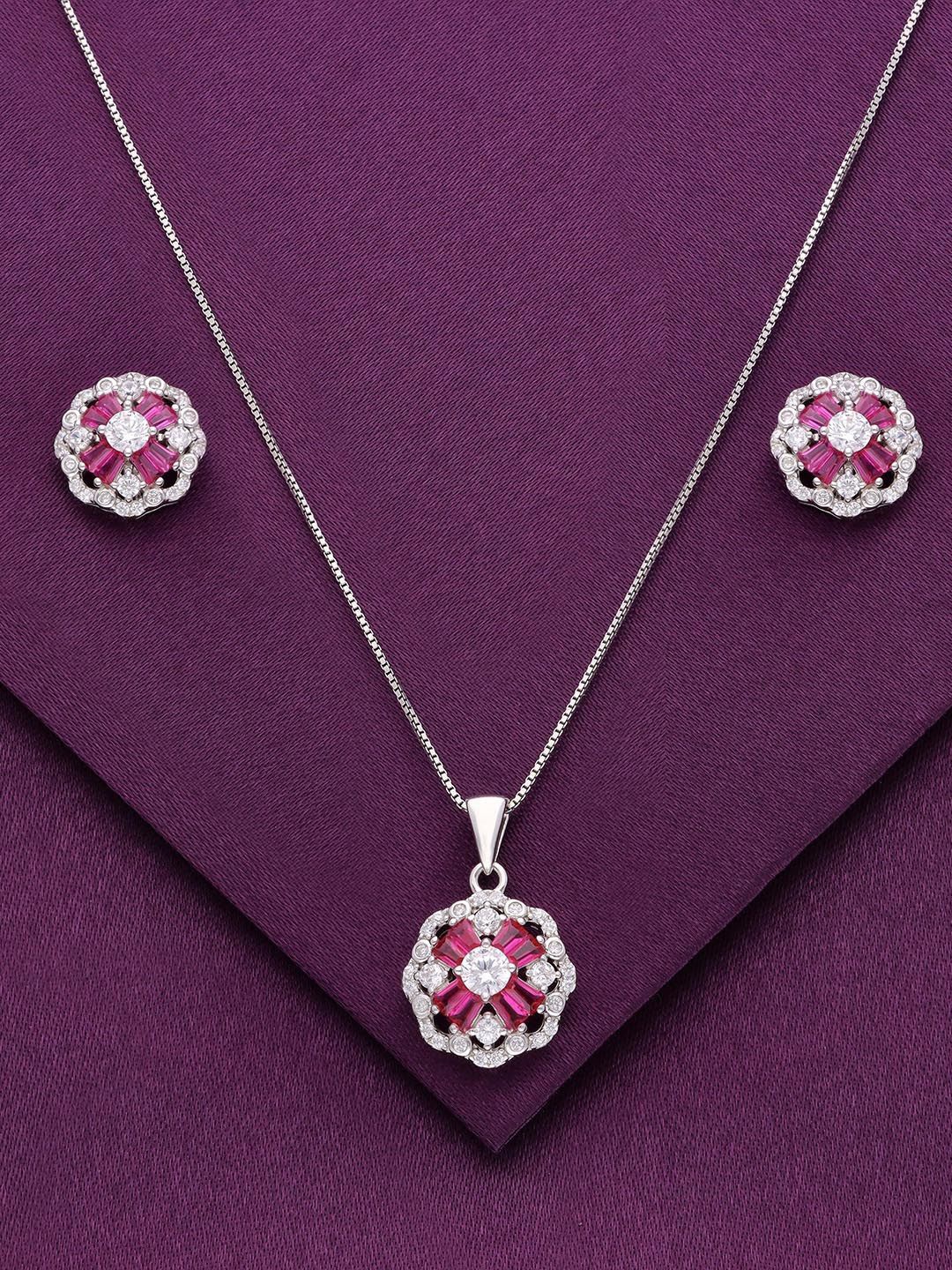 

KAI JEWEL Rhodium-Plated 925 Sterling Silver Cubic Zirconia-Stone Studded Jewellery Set