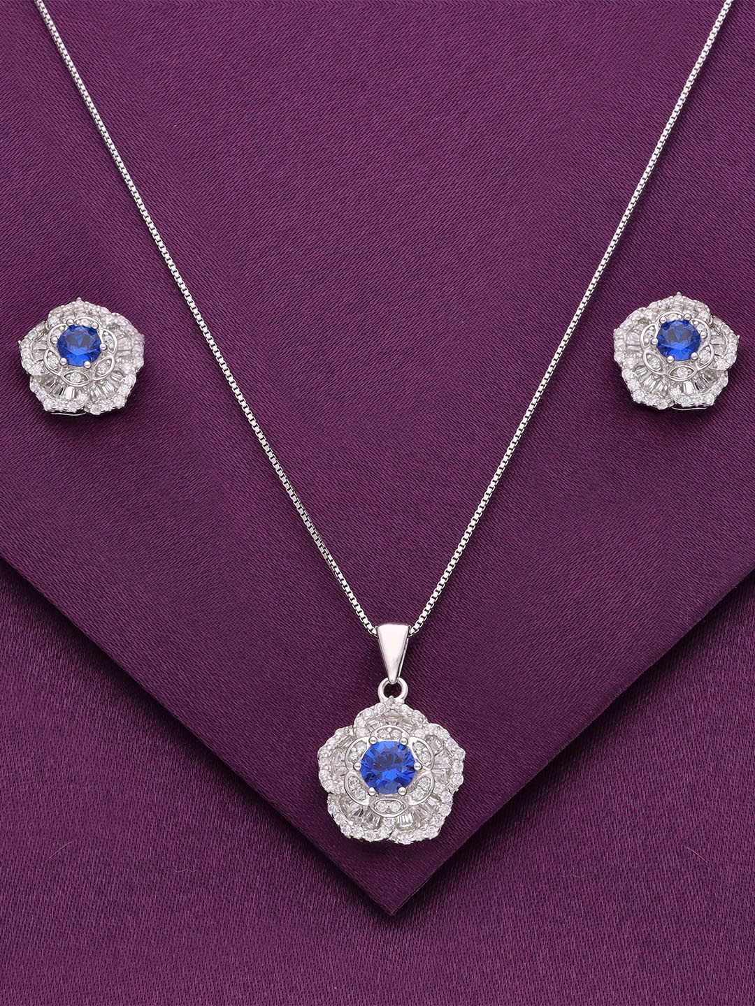 

KAI JEWEL 925 Sterling Silver Rhodium-Plated CZ Stone Studded Jewellery Set
