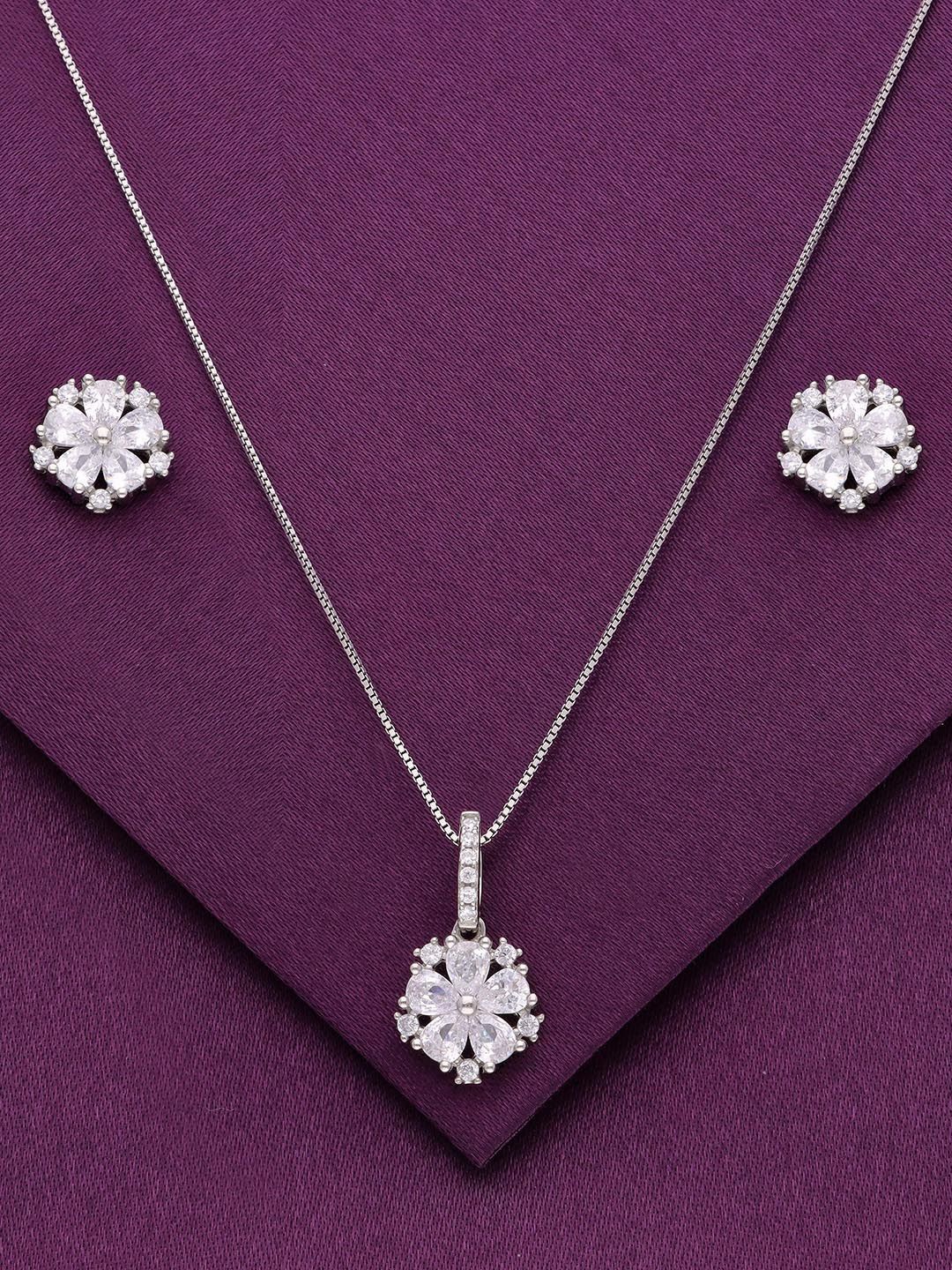 

KAI JEWEL 925 Sterling Silver Rhodium-Plated CZ Stone Studded Jewellery Set