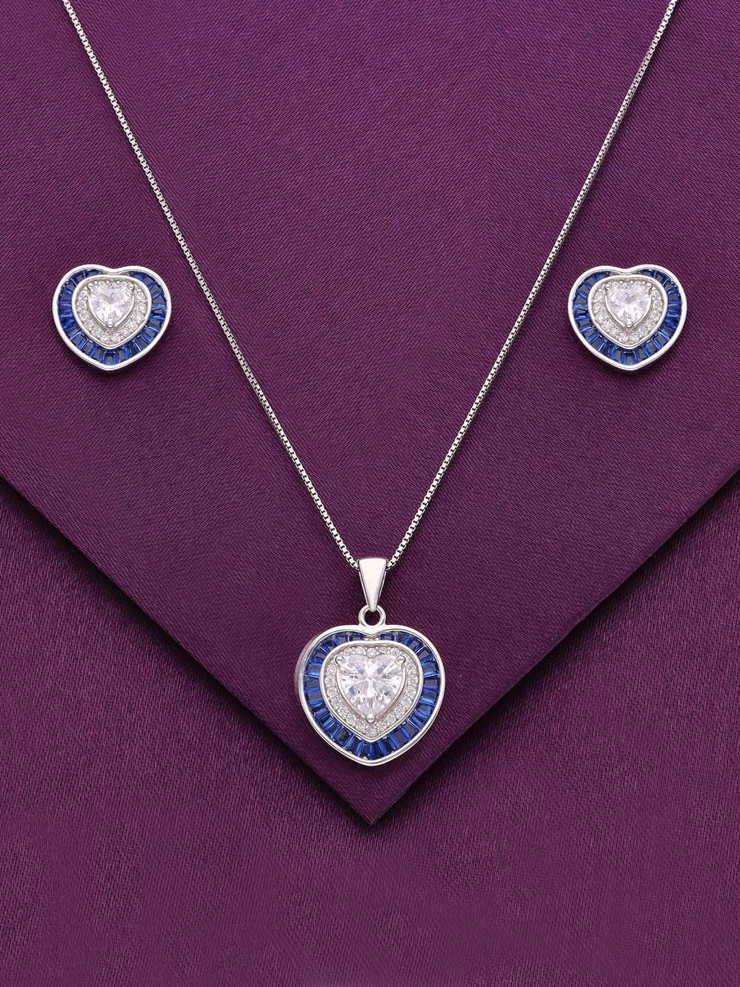 

KAI JEWEL 925 Sterling Silver Rhodium-Plated CZ Stone Studded Jewellery Set