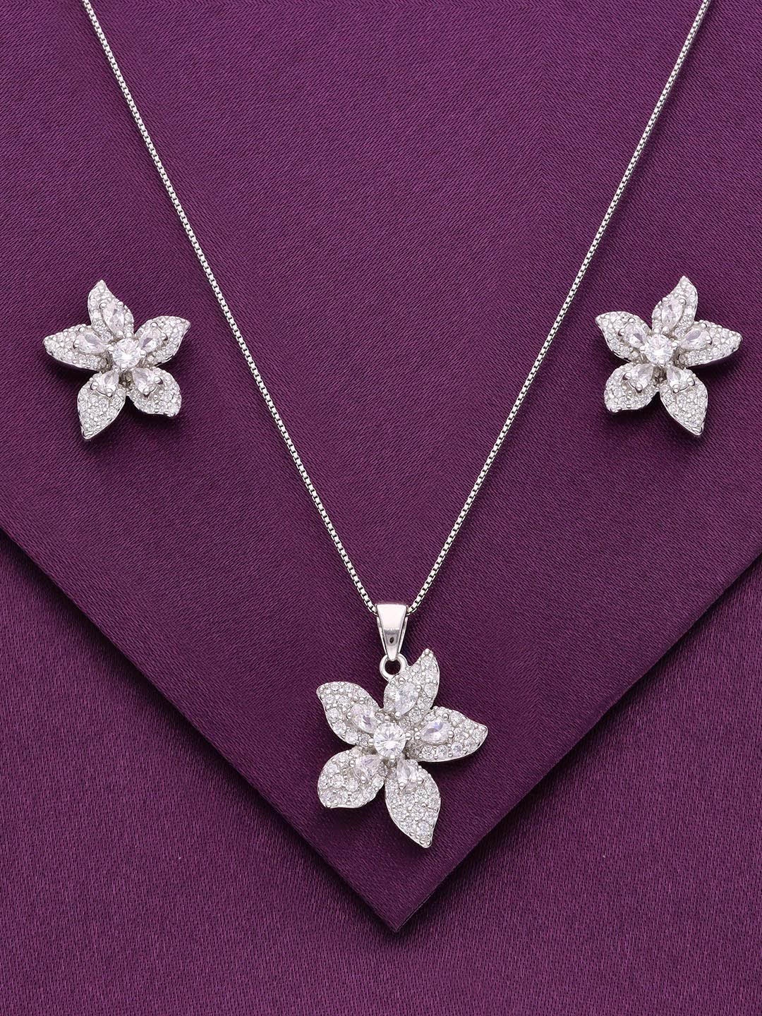 

KAI JEWEL 925 Sterling Silver Rhodium-Plated CZ Stone Studded Jewellery Set