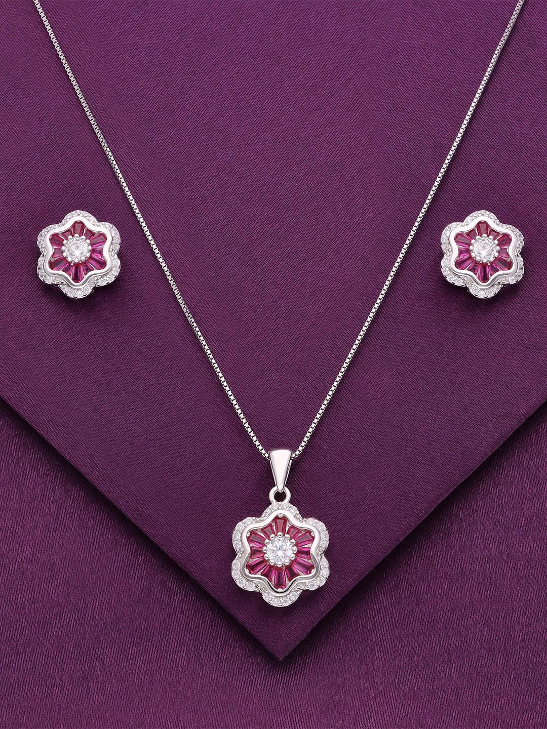 

KAI JEWEL 92.5 Sterling Silver Rhodium-Plated Cubic Zirconia Studded Jewellery Set