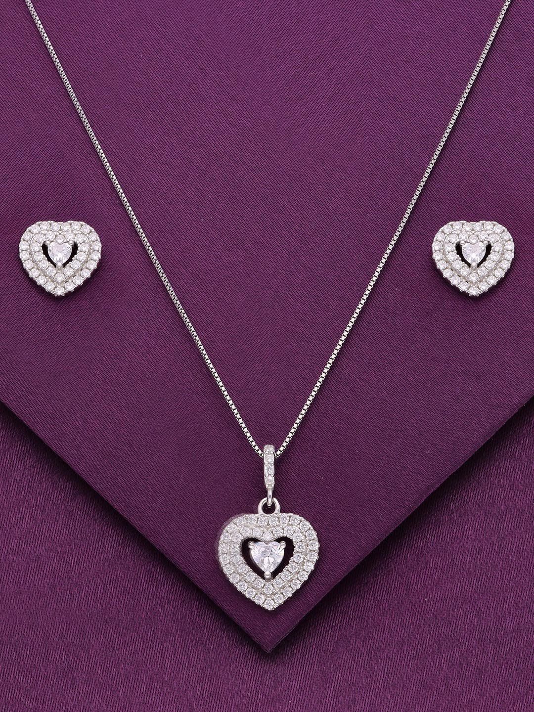 

KAI JEWEL 925 Sterling Silver Rhodium-Plated CZ Studded Jewellery Set